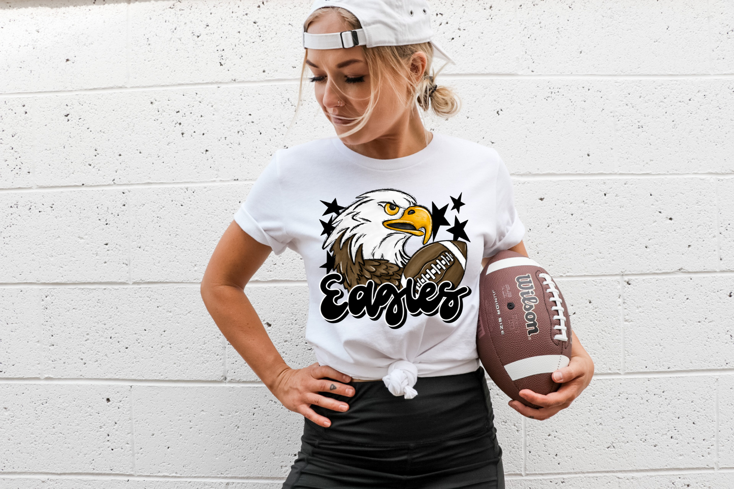 Eagles with mascot- black letters