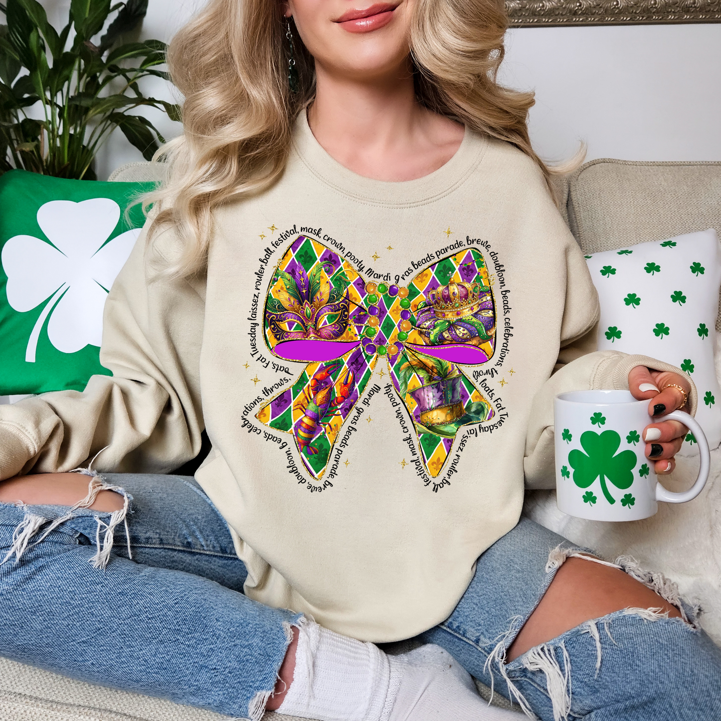 Mardi Gras Bow With Purple