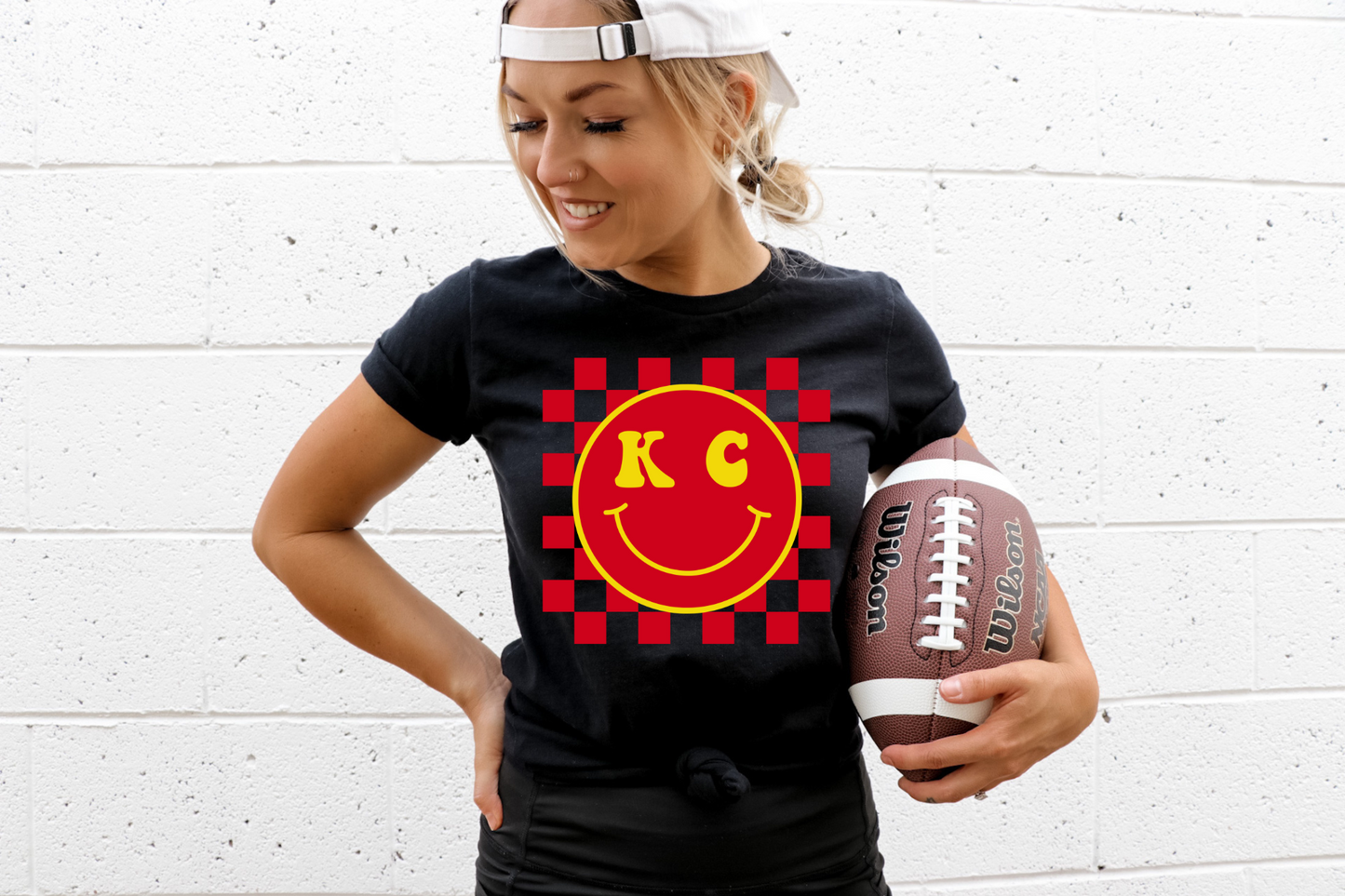 Kansas city smiley- red checkered