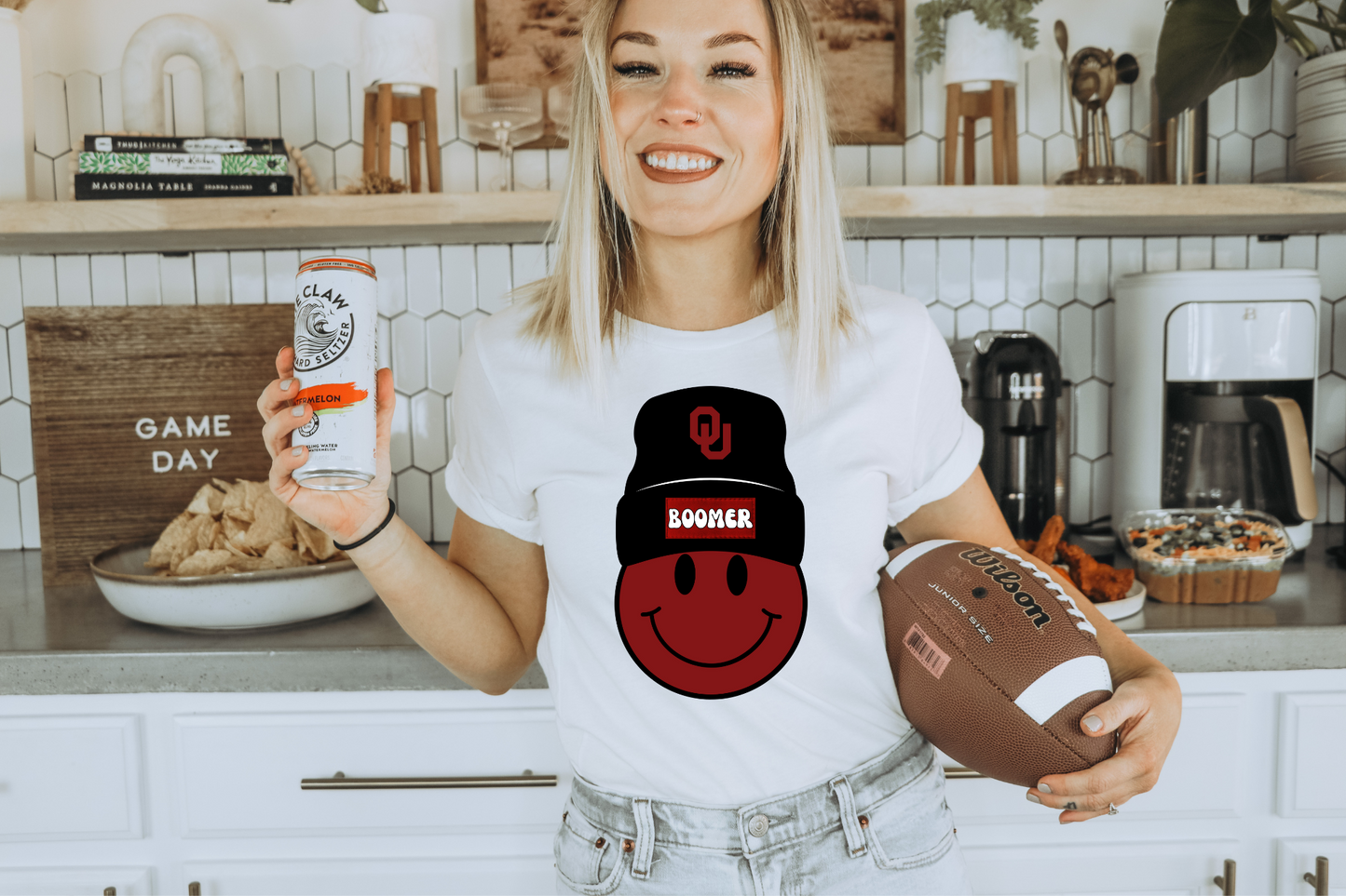 OU smiley beanie- red smiley