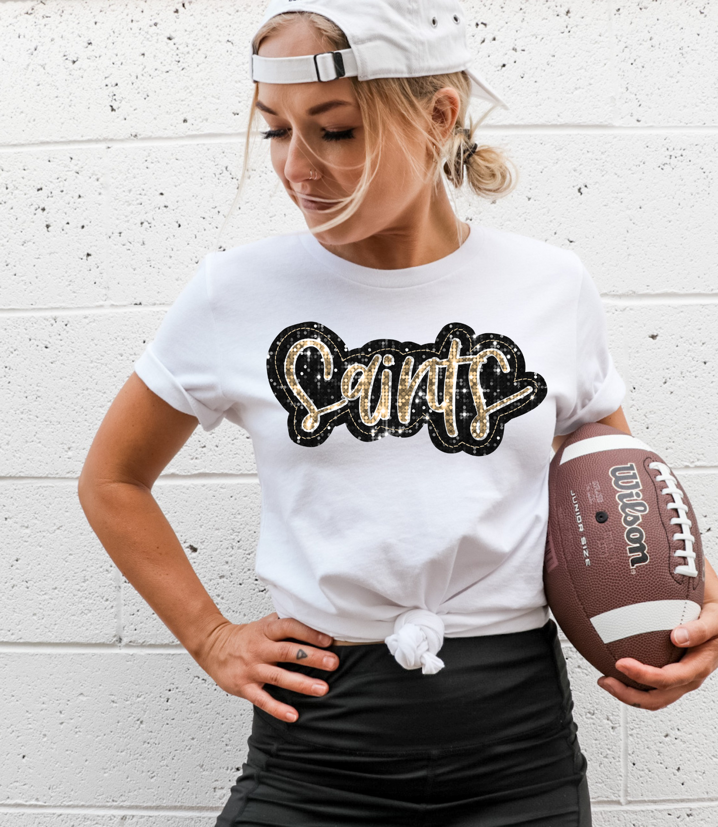 Saints, black/gold - faux sequin