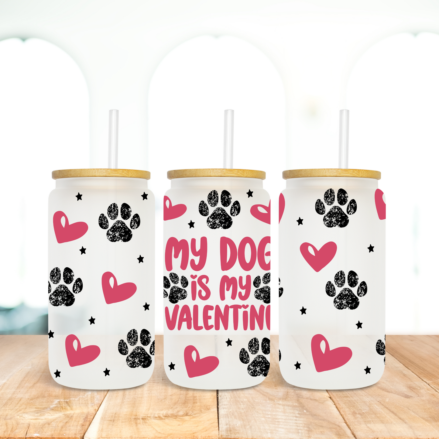My Dog Is My Valentine Pink Hearts Paws - UV Libby Wrap