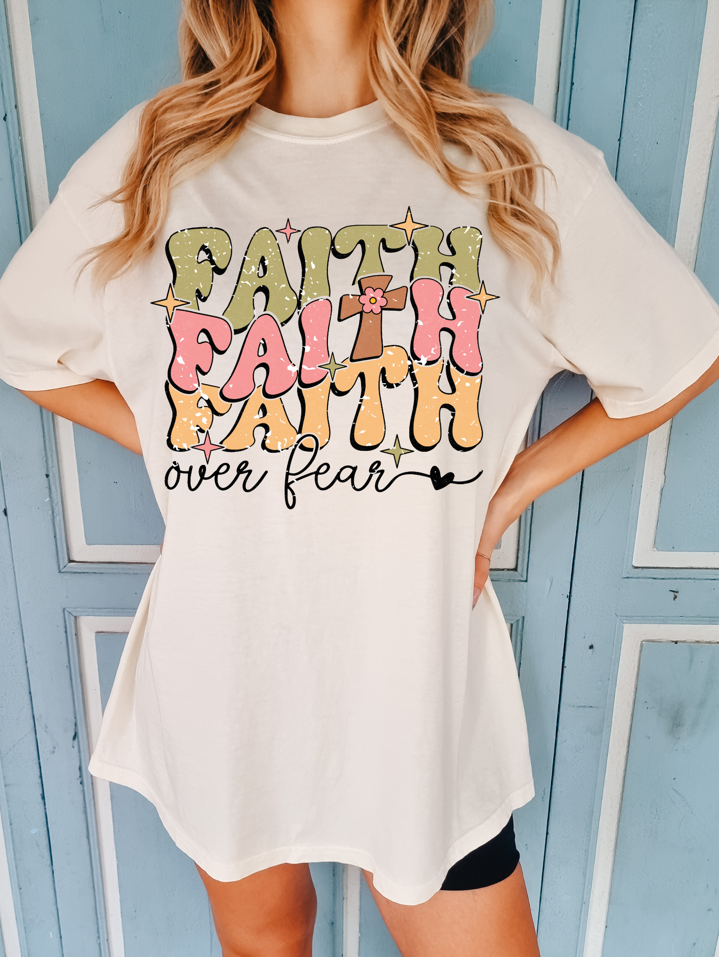 Faith over fear- yellow, green and pink