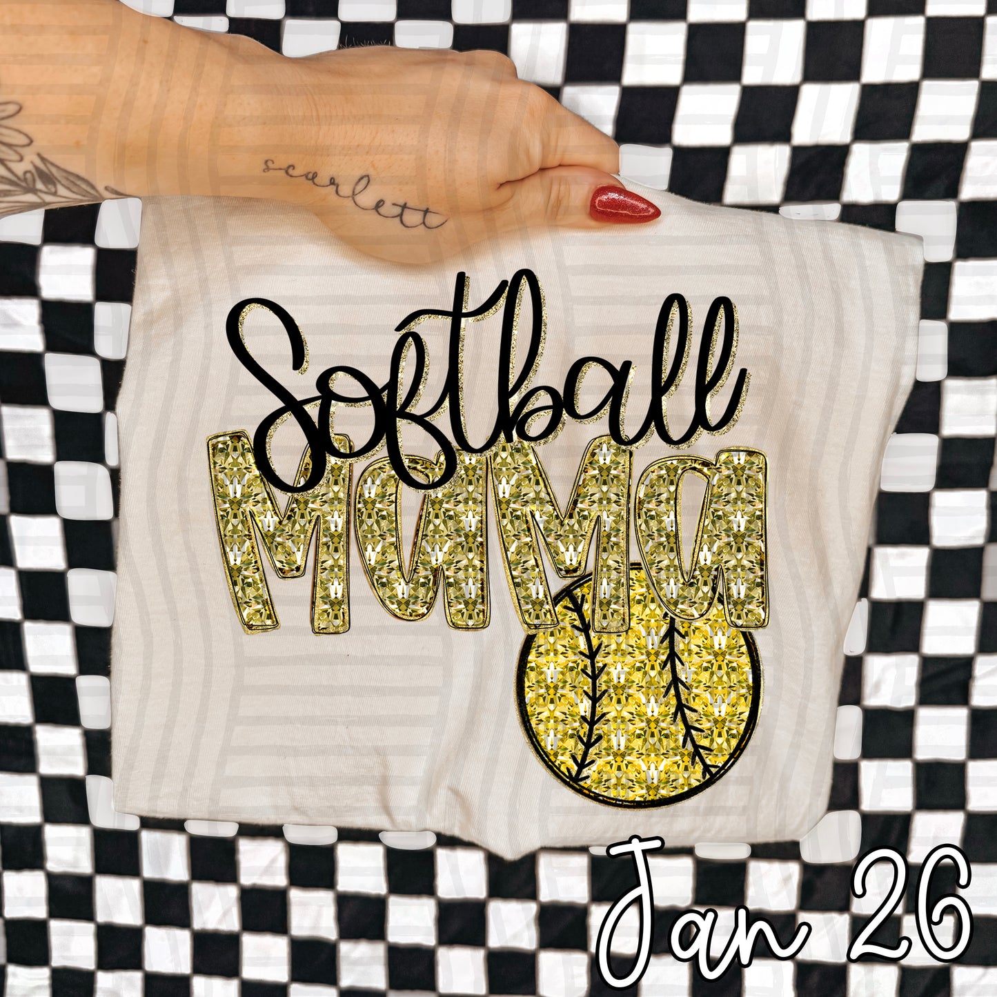 SOFTBALL MAMA GOLD FAUX SPARKLE