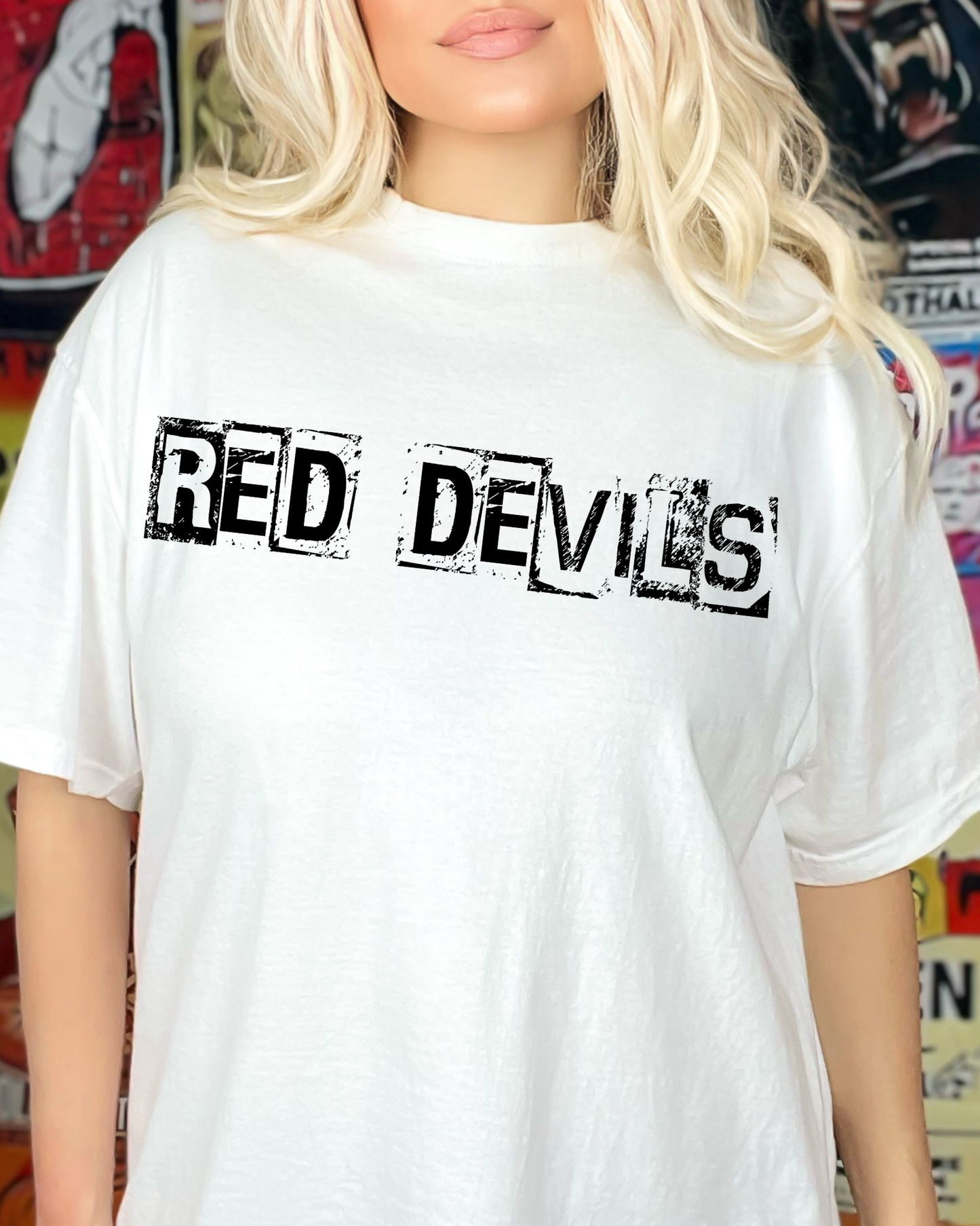 Red Devils Black And White Spray Paint Letters