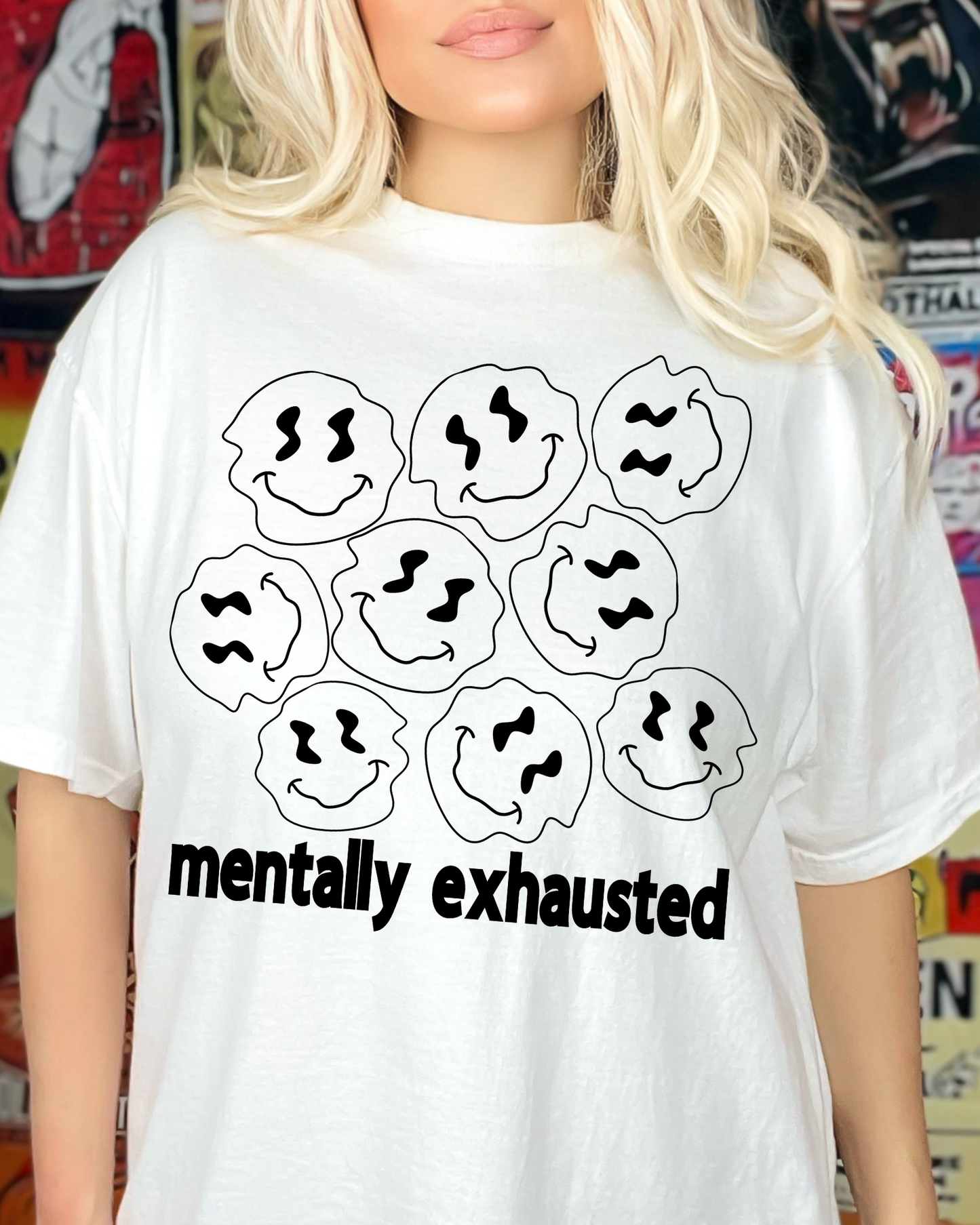 Mentally Exhausted Smiley Faces Blurry