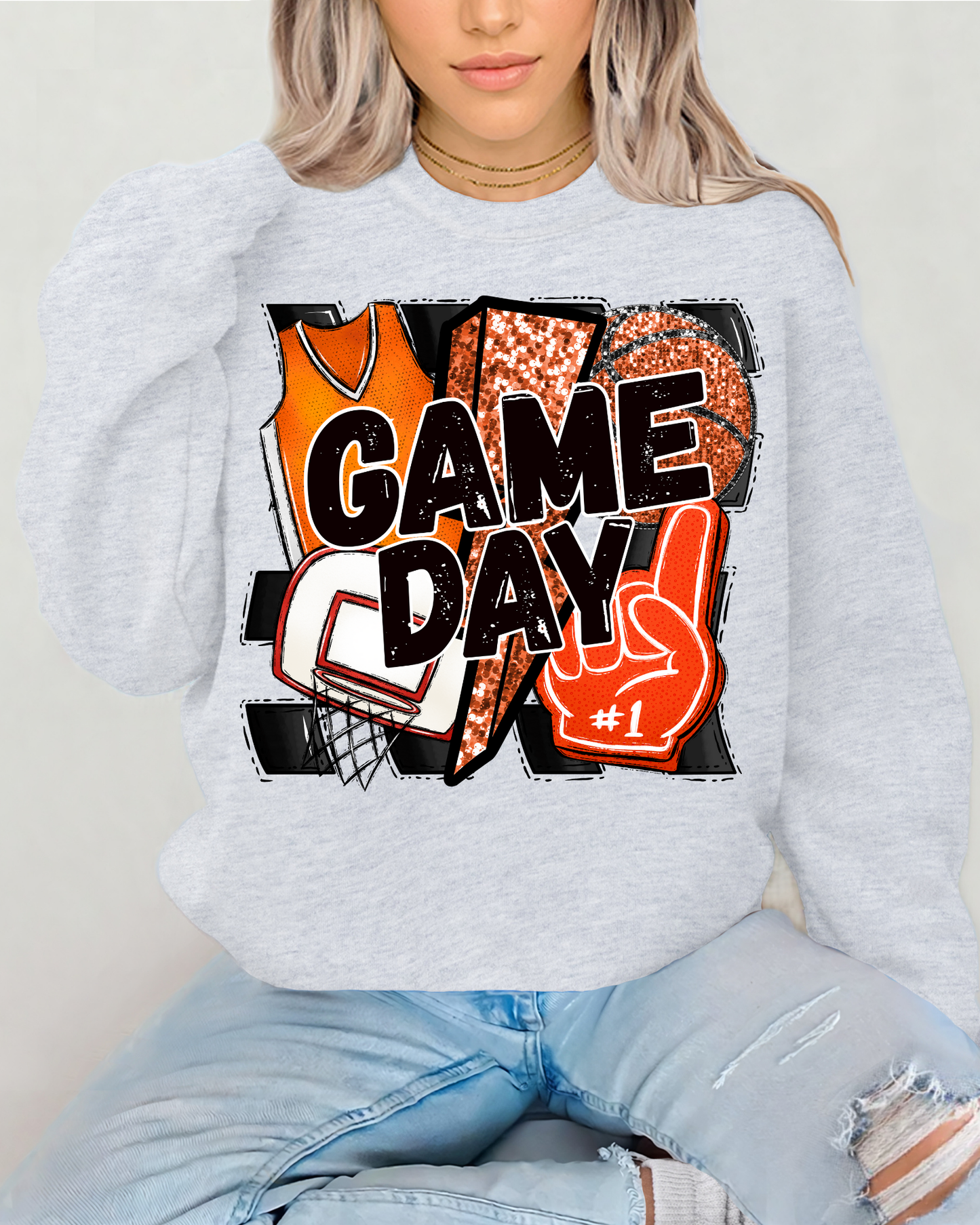 Game Day Basketball (orange glitter)