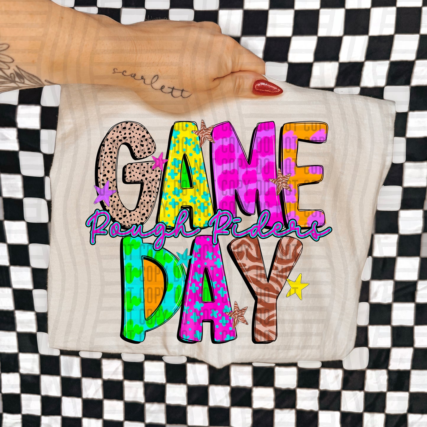 GAME DAY ROUGH RIDERS COLORFUL CHEETAH ZEBRA STARS