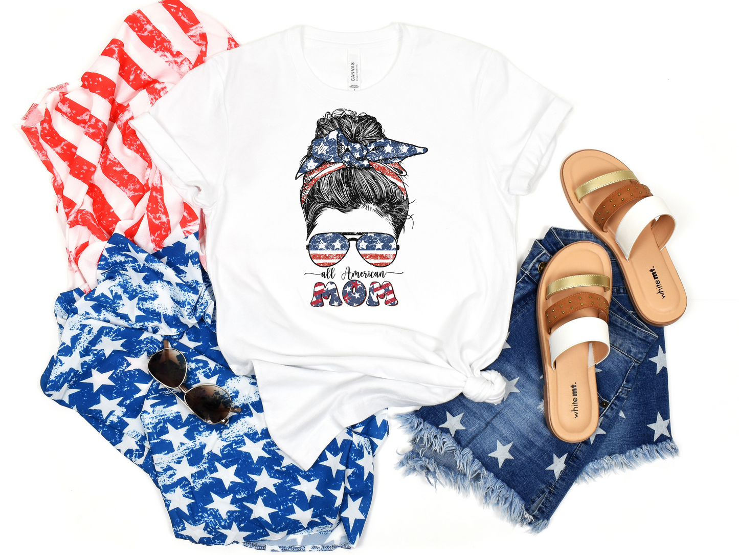 All American Mom Messy Bun