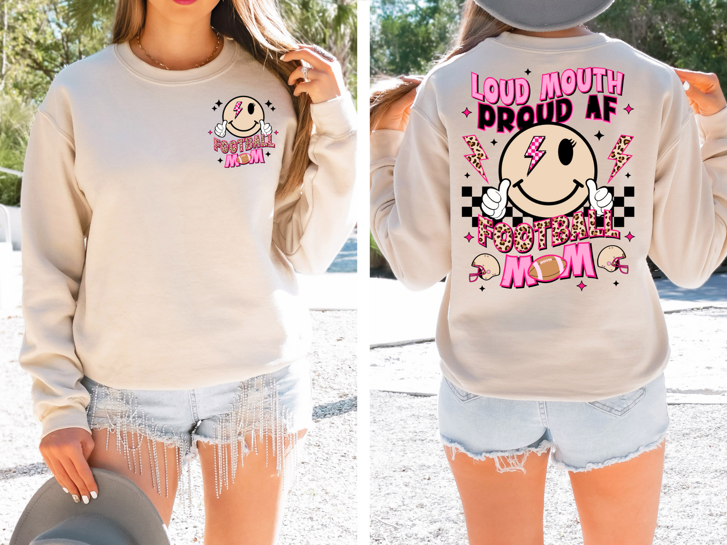 Football mom with smiley - front