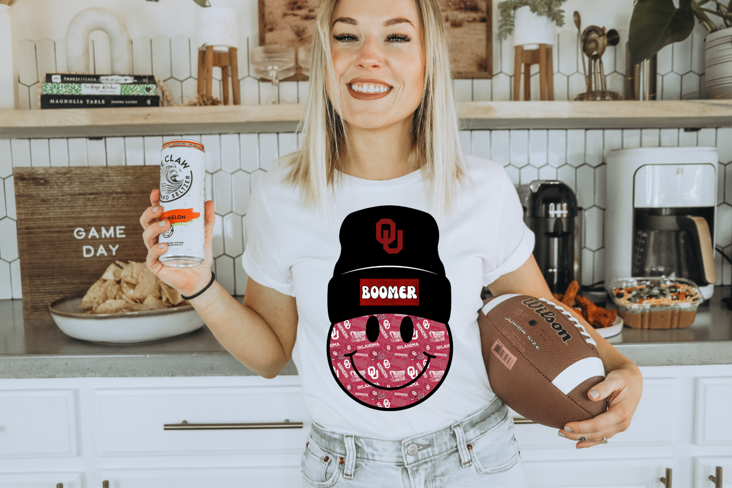 OU smiley beanie- sooners collage