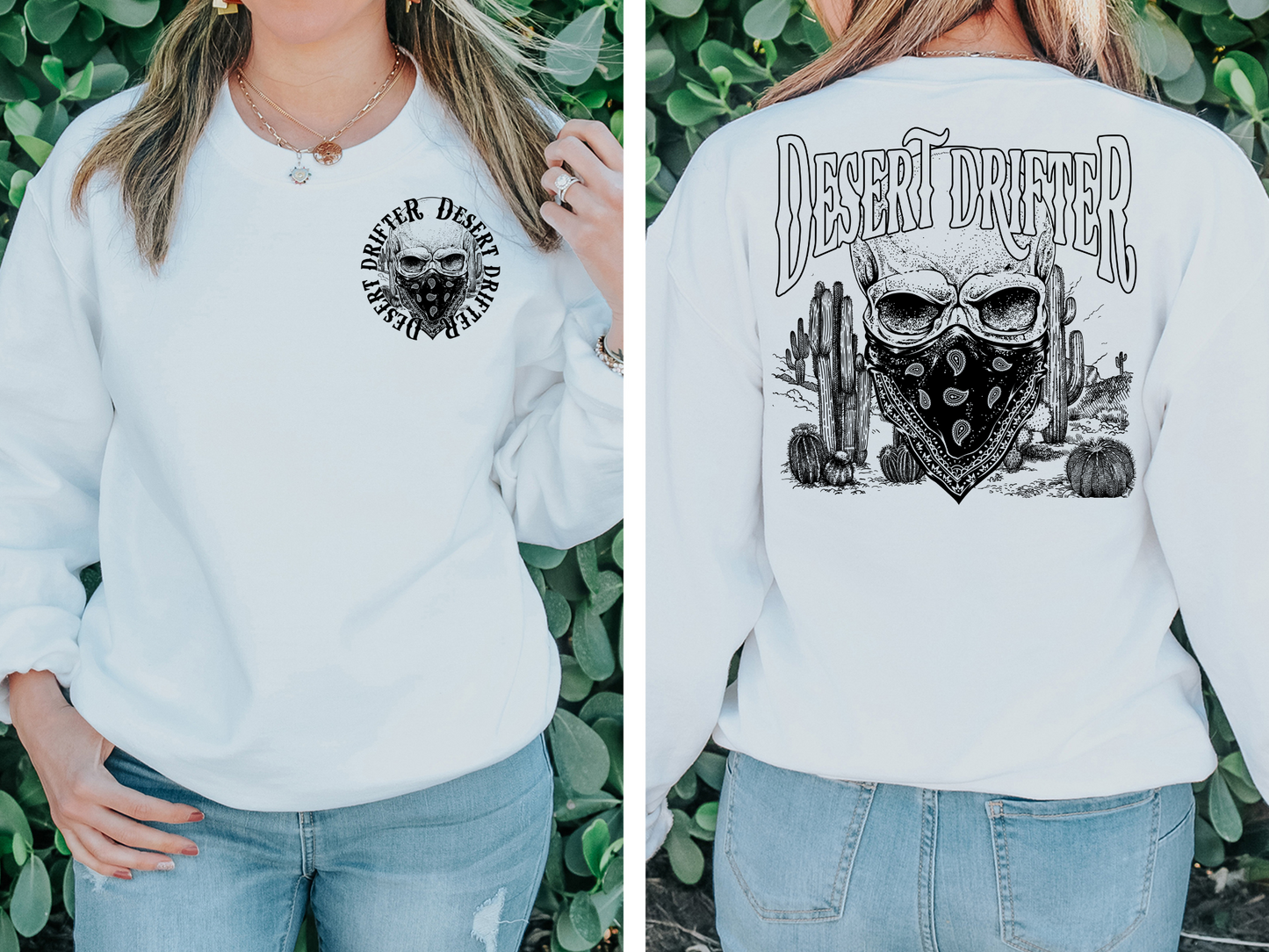 Desert drifter with cactus, black - back