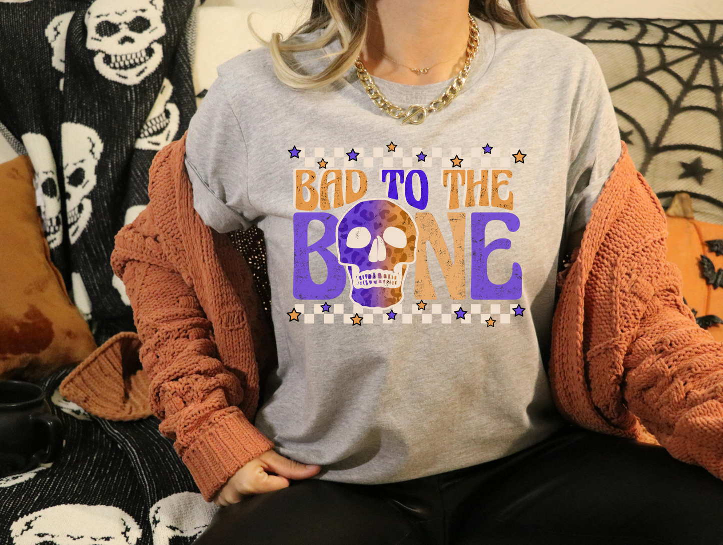 Bad to the bone white checkered
