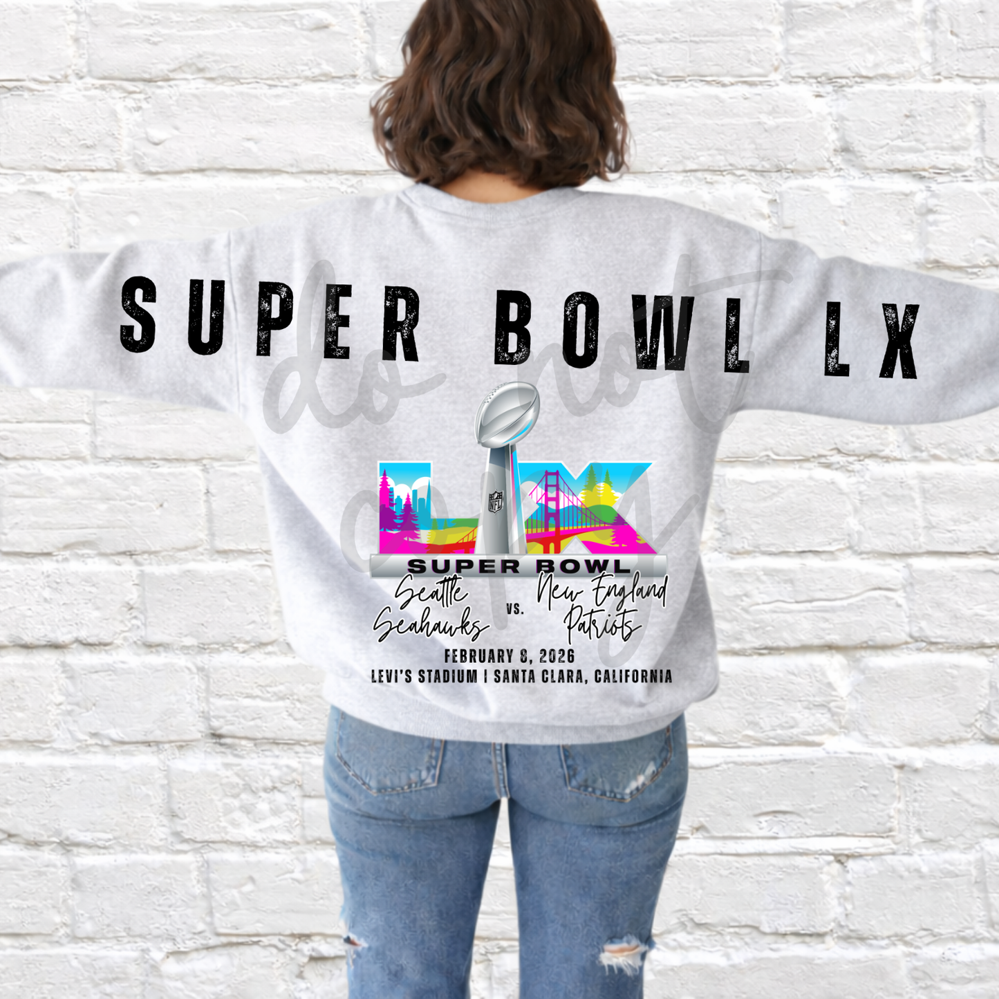 SUPER BOWL LX (LOGO & WORDS AT BOTTOM ONLY - BLACK)