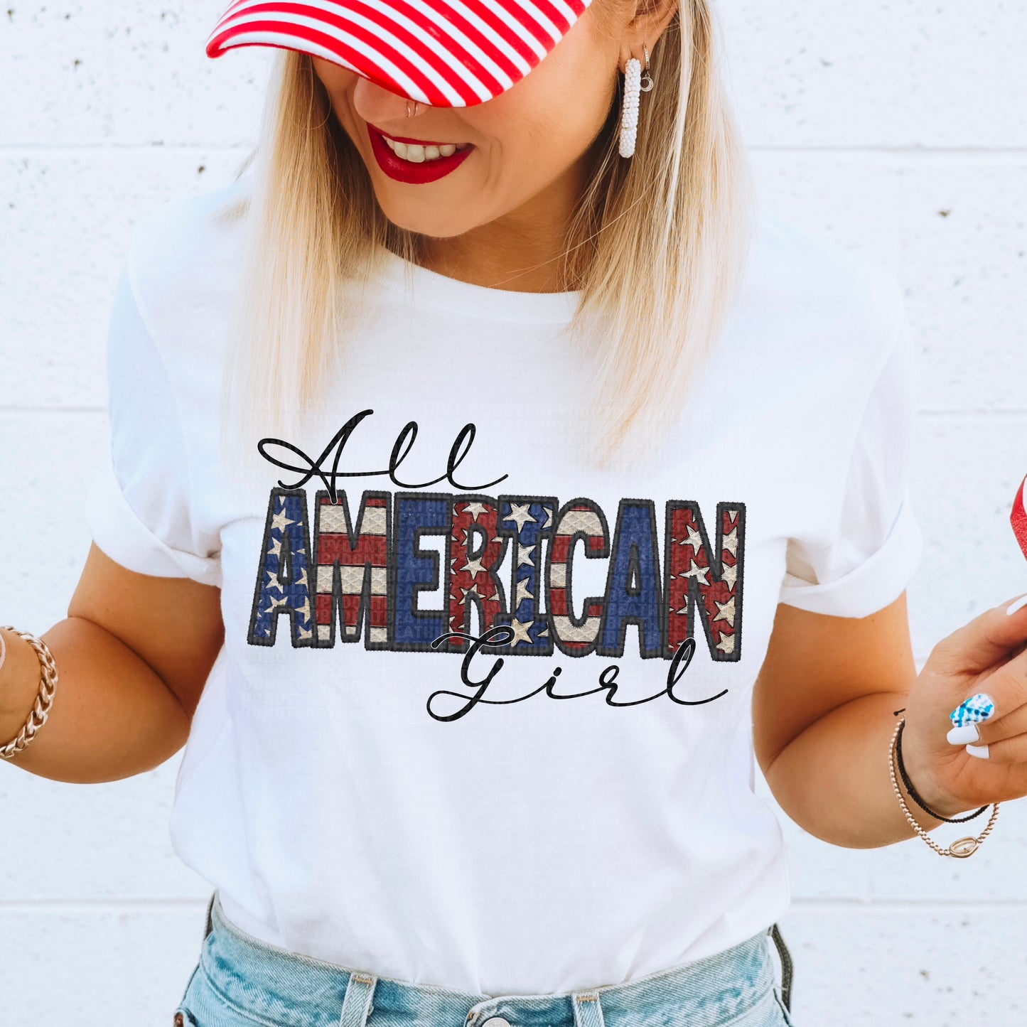All American Girl Flag Letters - DTF Transfer