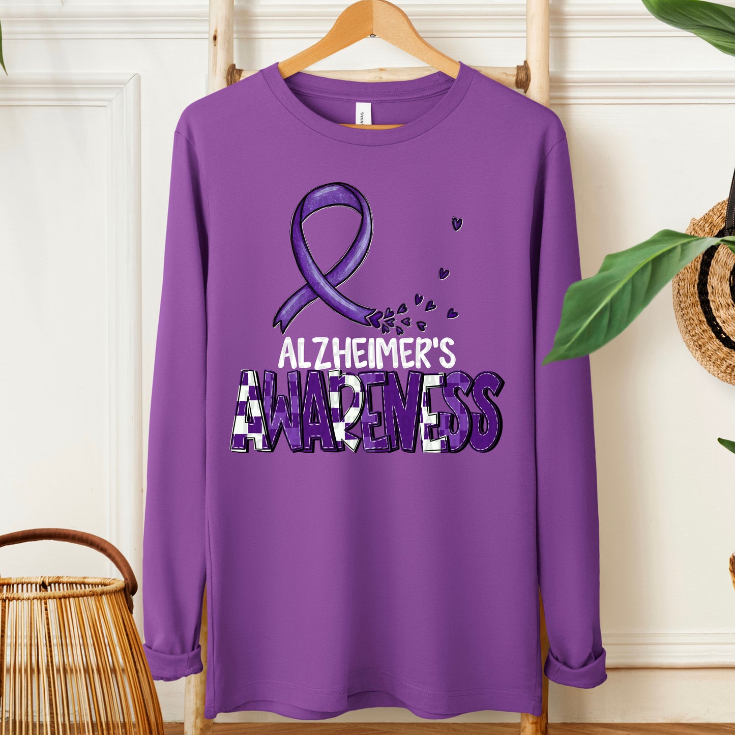Alzheimer's Awareness-white (checkered purple)