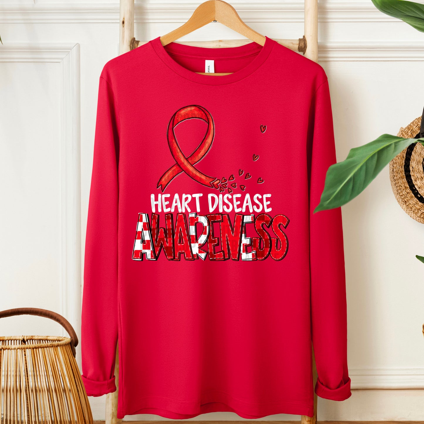 Heart Disease Awareness-white (checkered red)