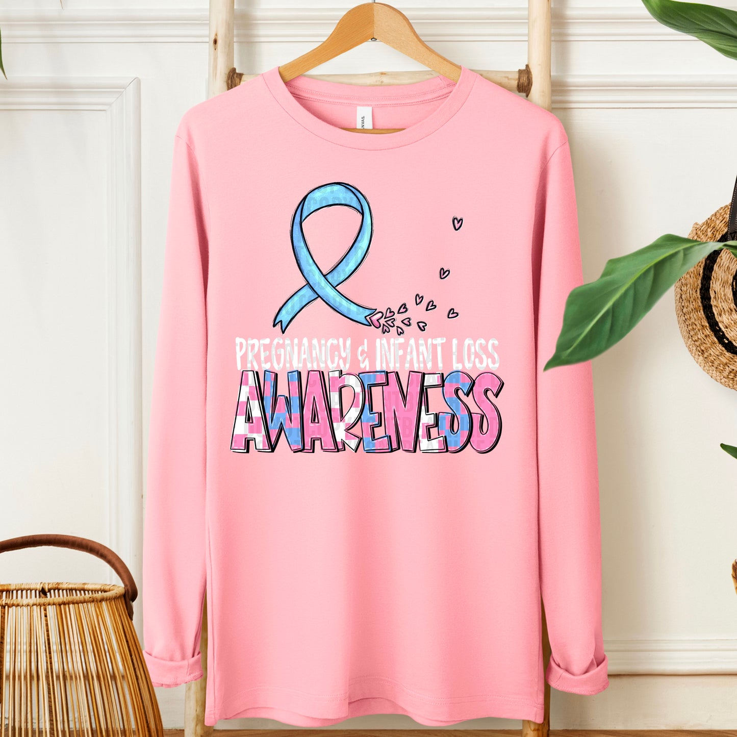 Pregnancy & Infant Loss Awareness-white (checkered pink/blue)