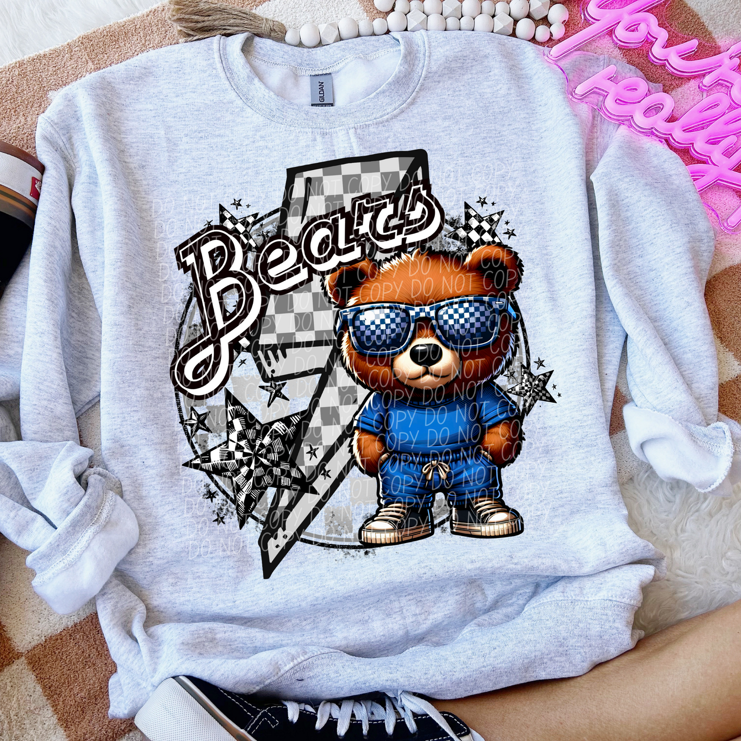 Bears Checkered Lightning Bolt