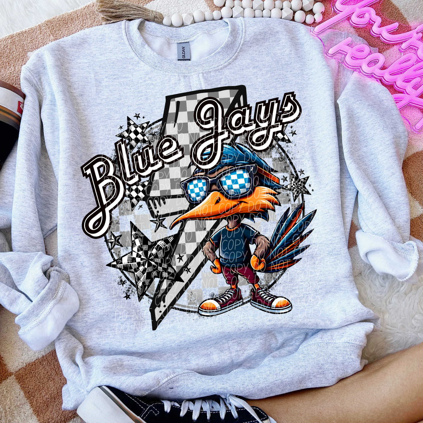 Blue Jays Checkered Lightning Bolt