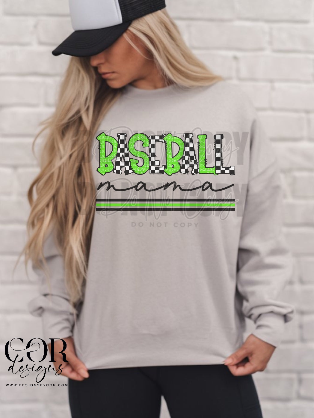 Baseball Mama Checkered And Green