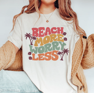 Beach More Worry Less Wavy Retro