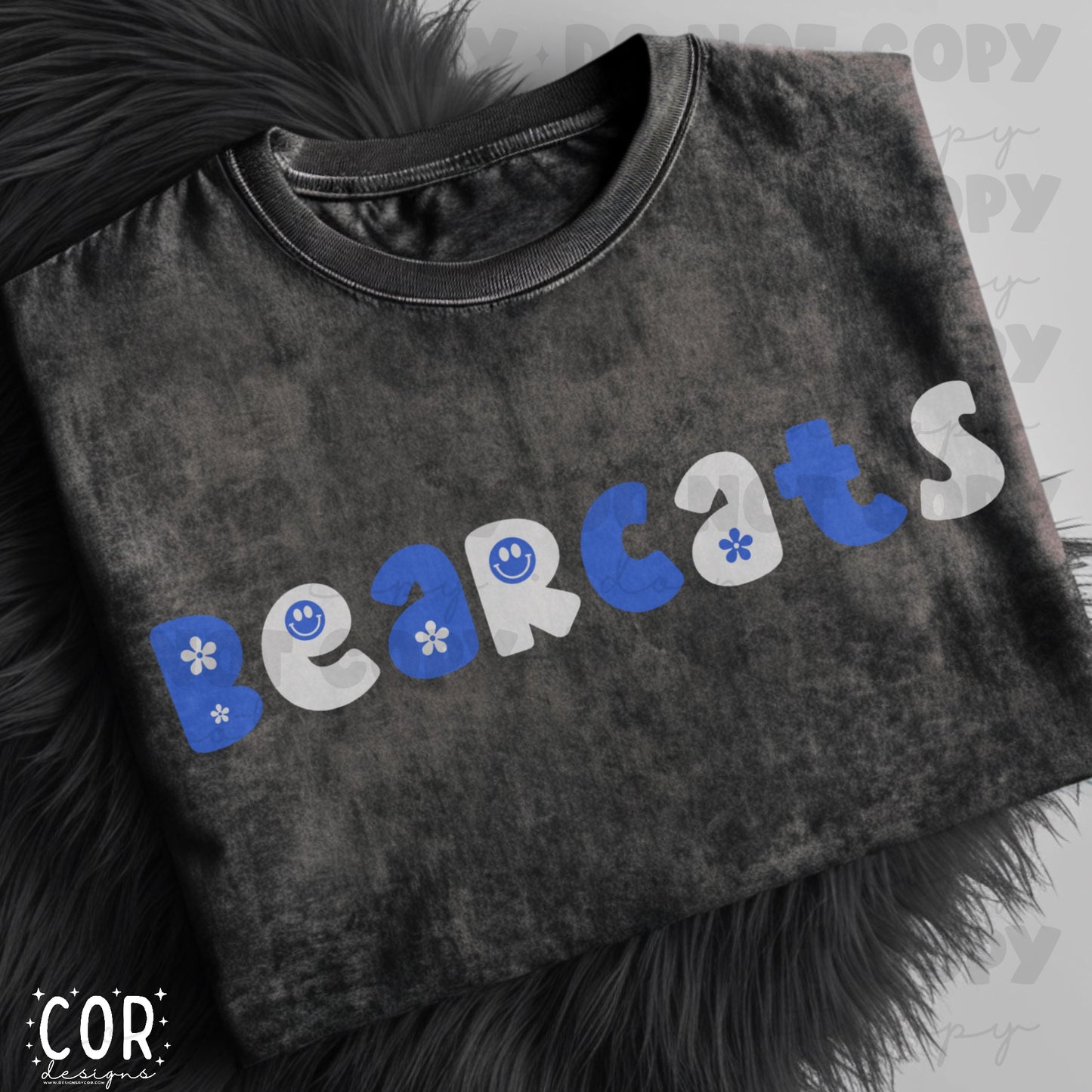 Bearcats Blue And White Flower And Heart Letters