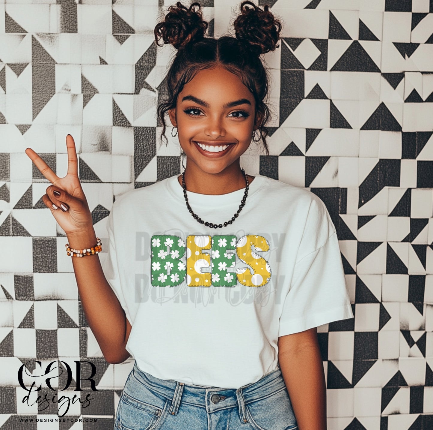 Bees Clover Letters Straight