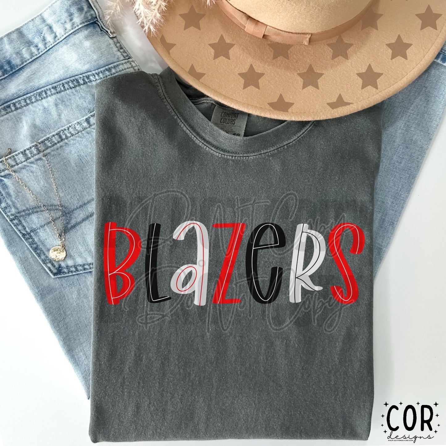 Blazers Red, Black And White Letters