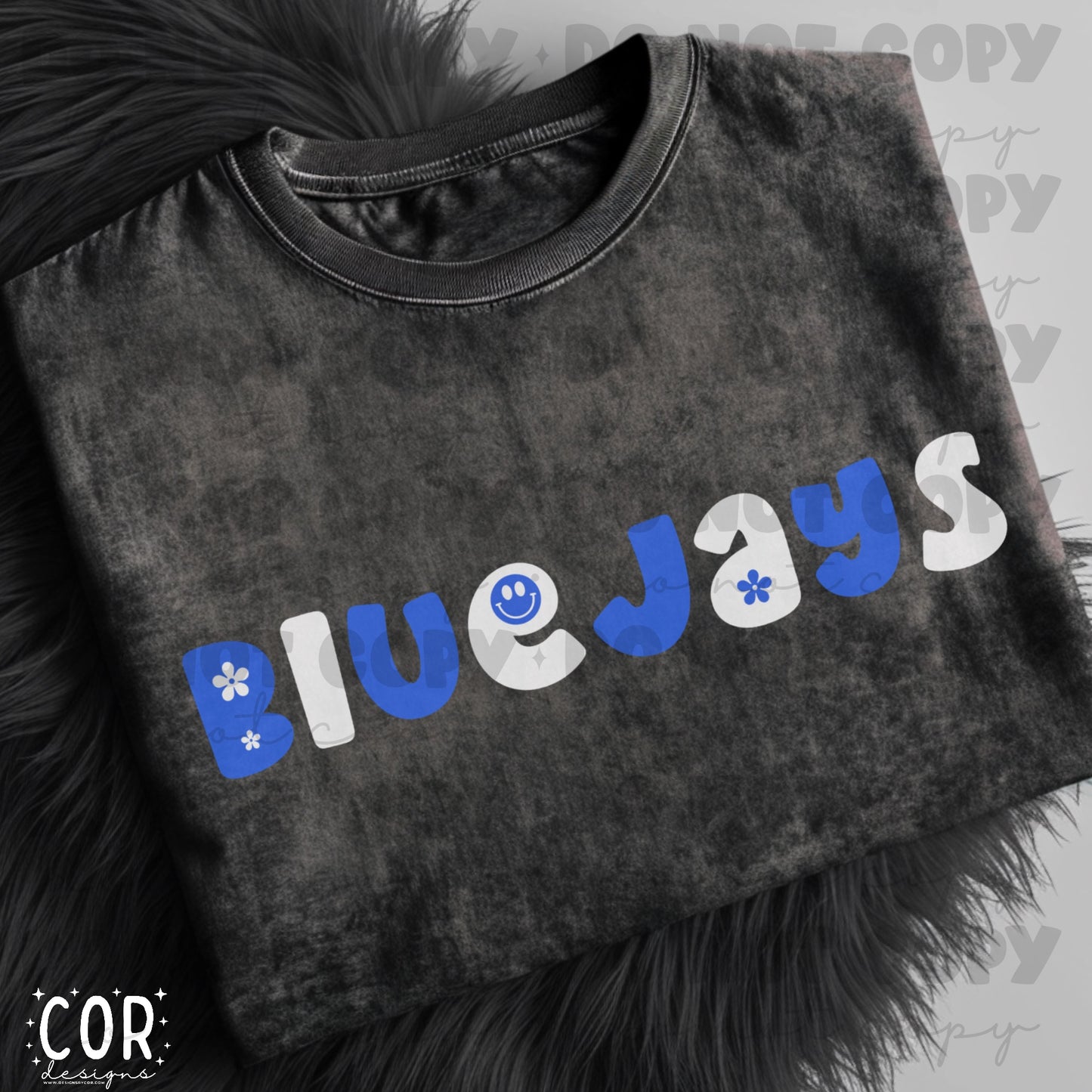 Blue Jays Blue And White Flower And Heart Letters