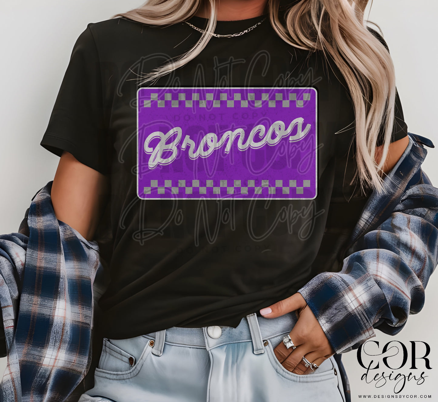 Broncos Purple And Silver Checkered