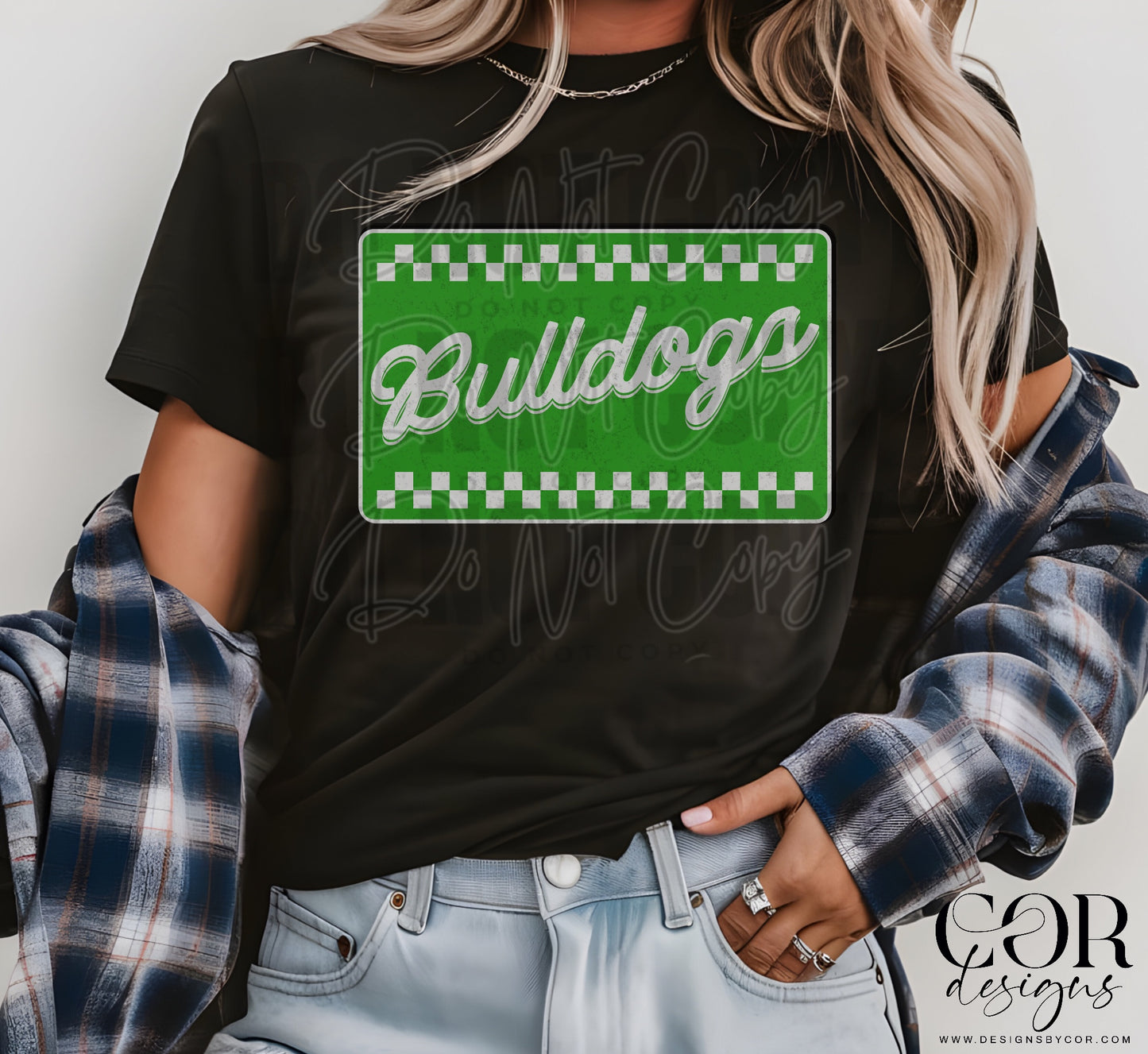 Bulldogs Green And Silver Checkered