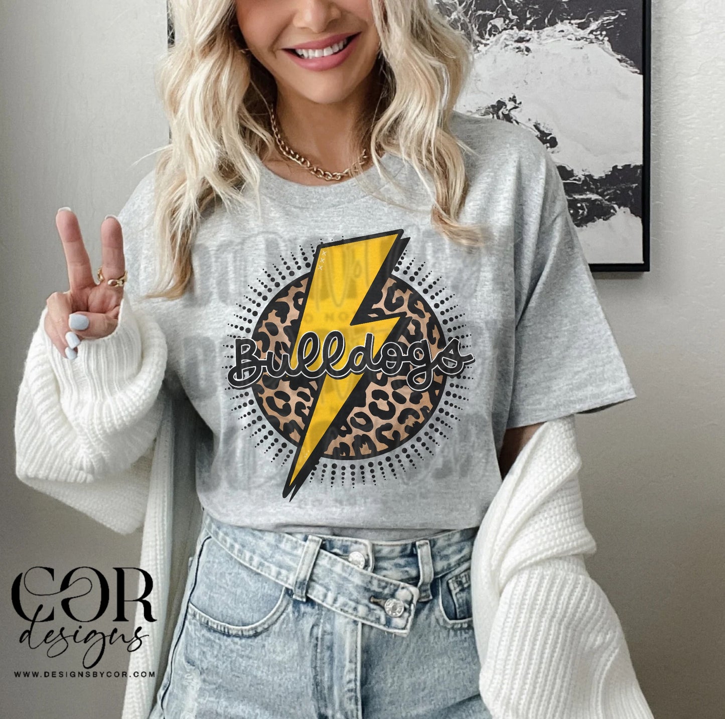 Bulldogs Yellow Bolt Leopard