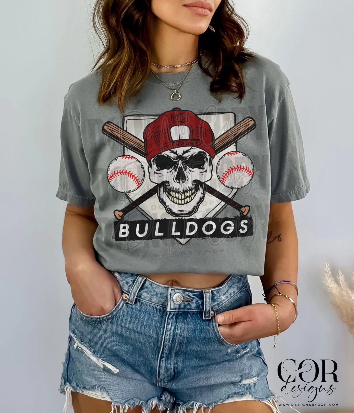 Bobcats Maroon Baseball With Skull