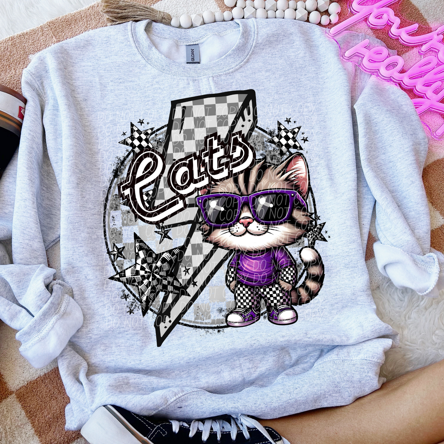 Cats Checkered Lightning Bolt