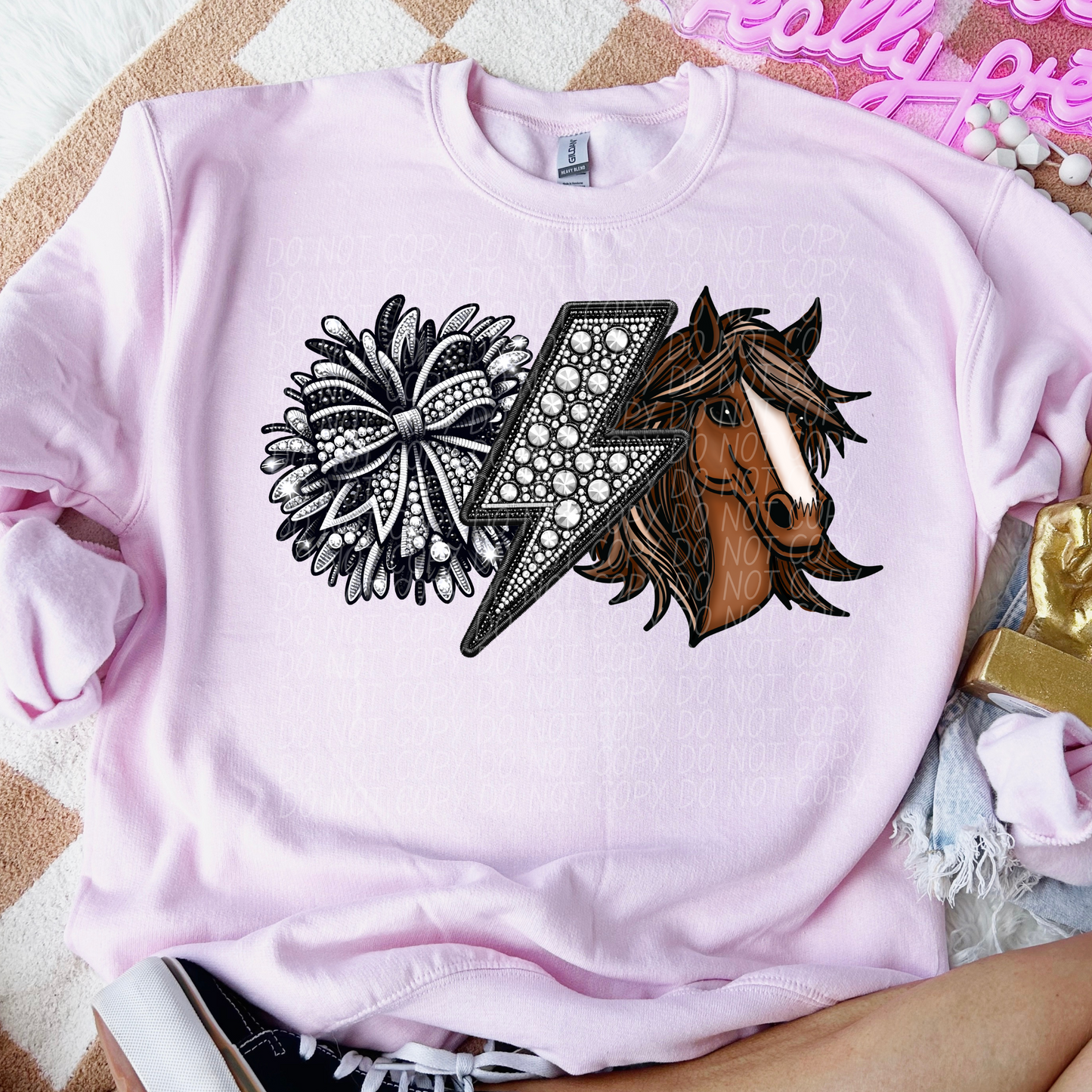 Mustangs Cheer Sequined Brown