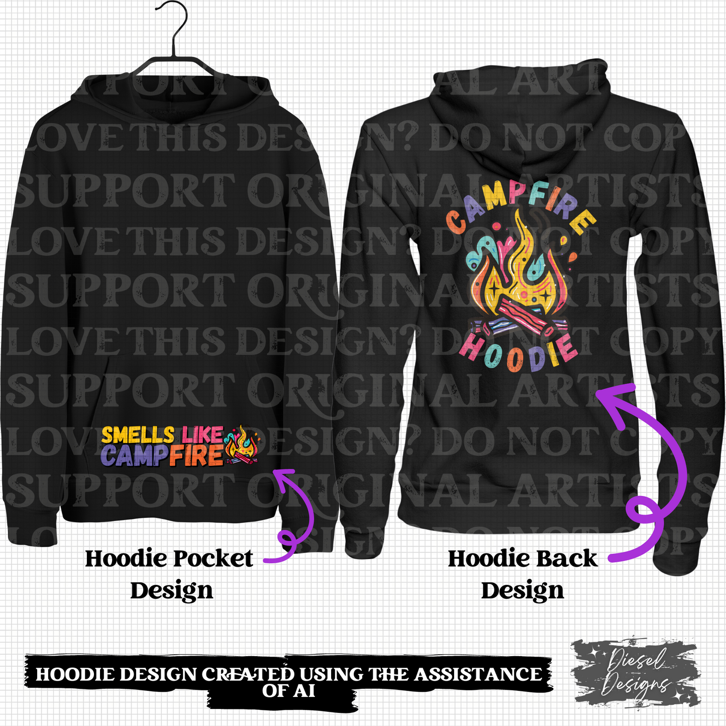 Smells Like Campfire-Hoodie Pocket Design