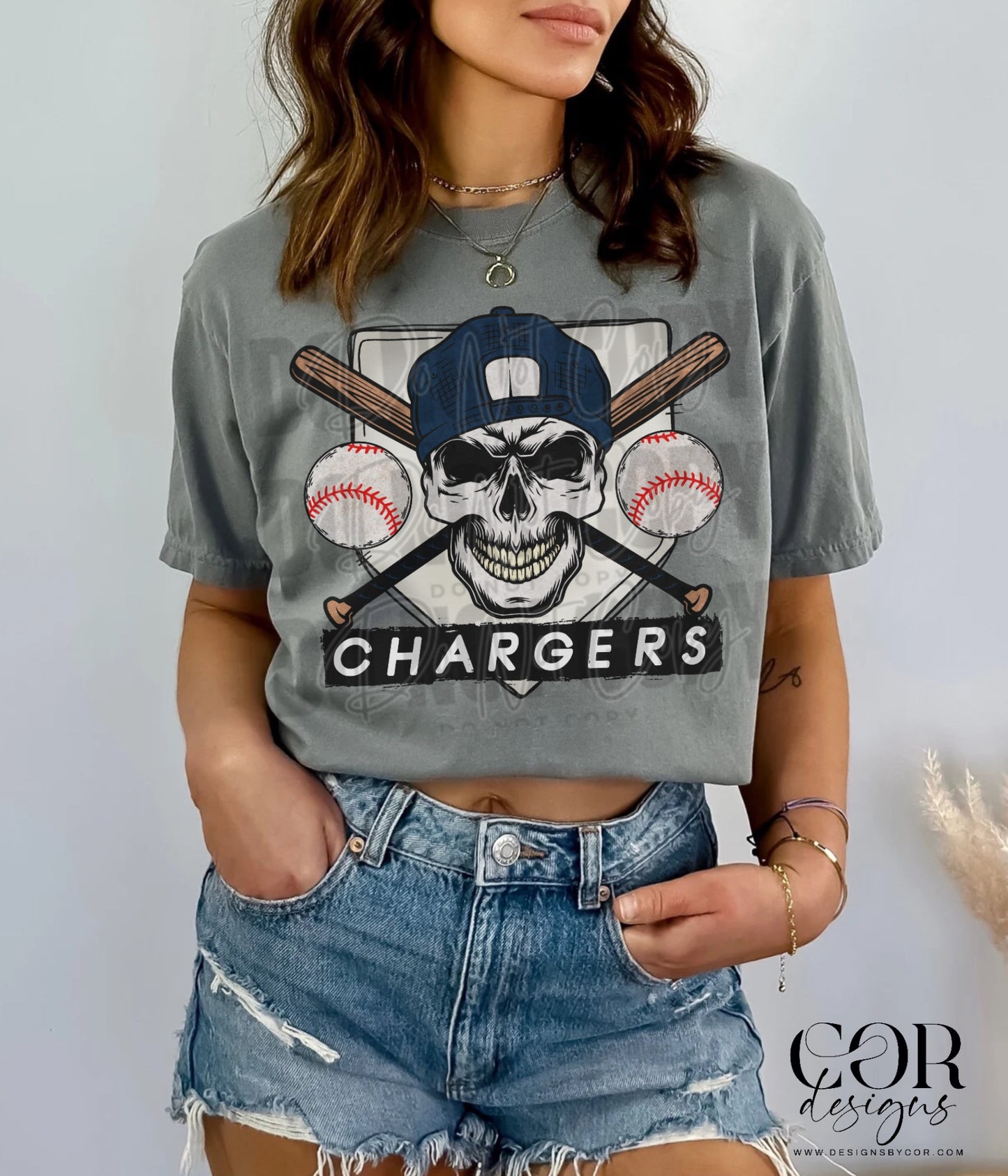 Chargers Navy Blue Baseball With Skull
