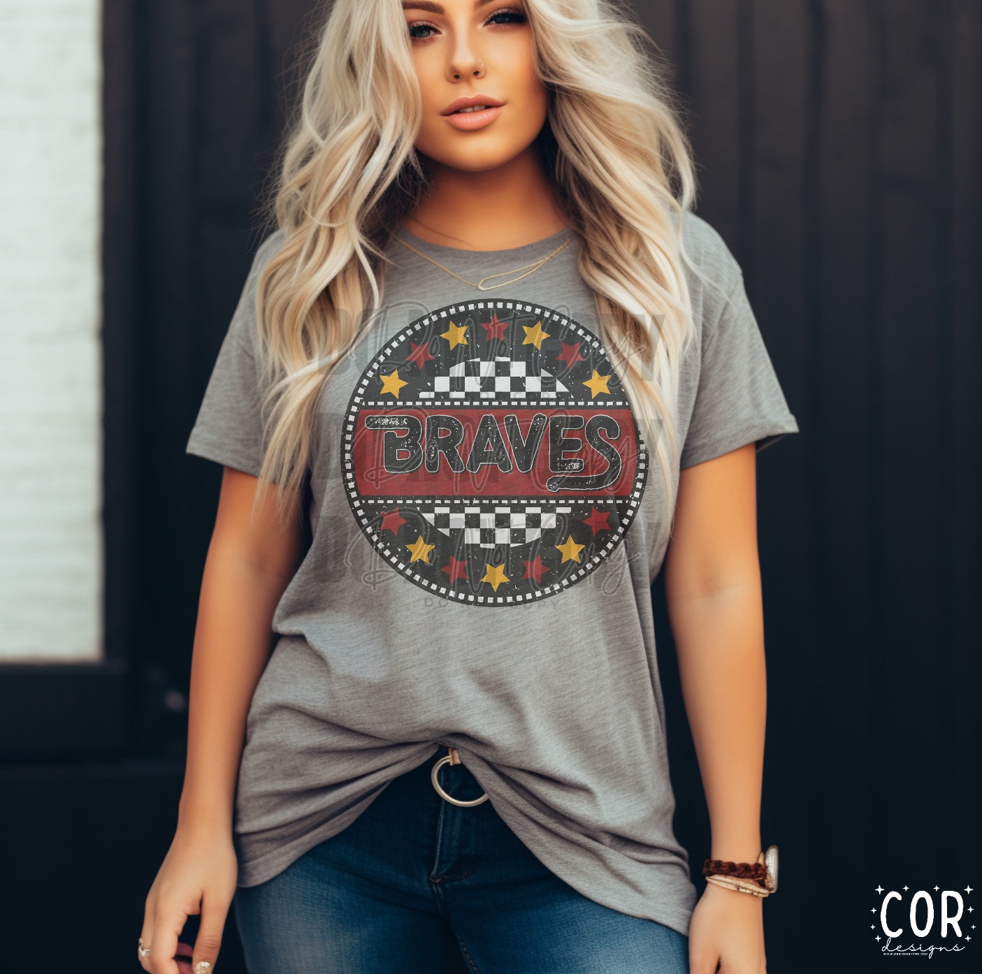 Braves Yellow And Red Stars With Checkered Circle
