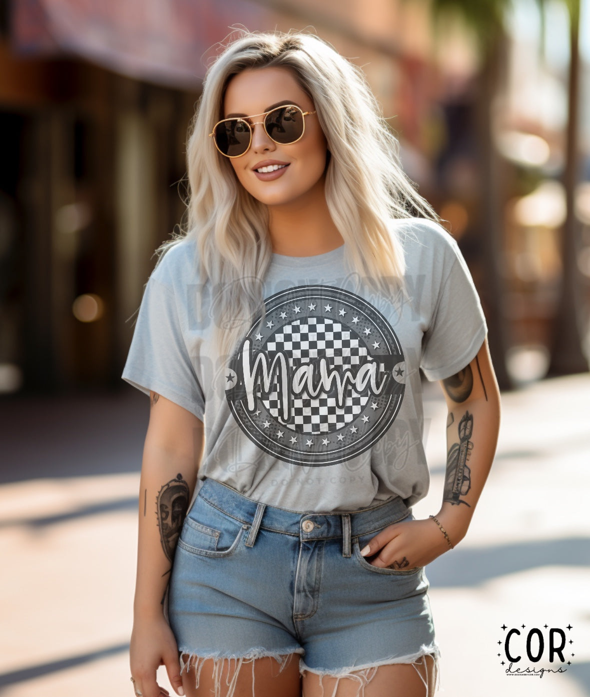 Mama Checkered Circle