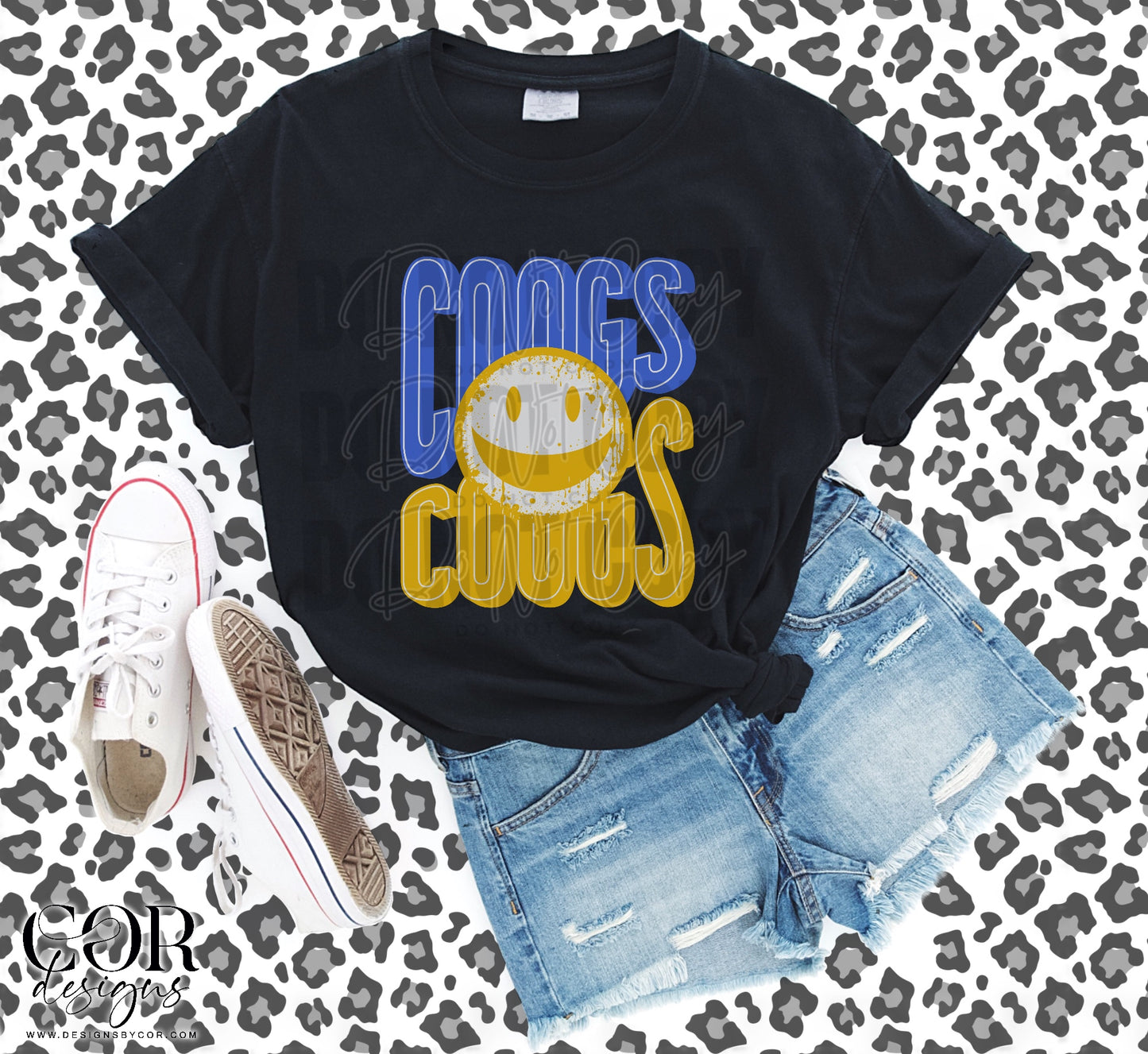 Coogs Blue And Yellow Smiley Face