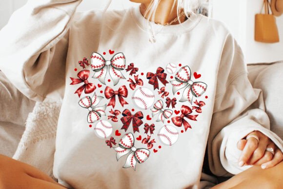 Baseball Heart With Bows