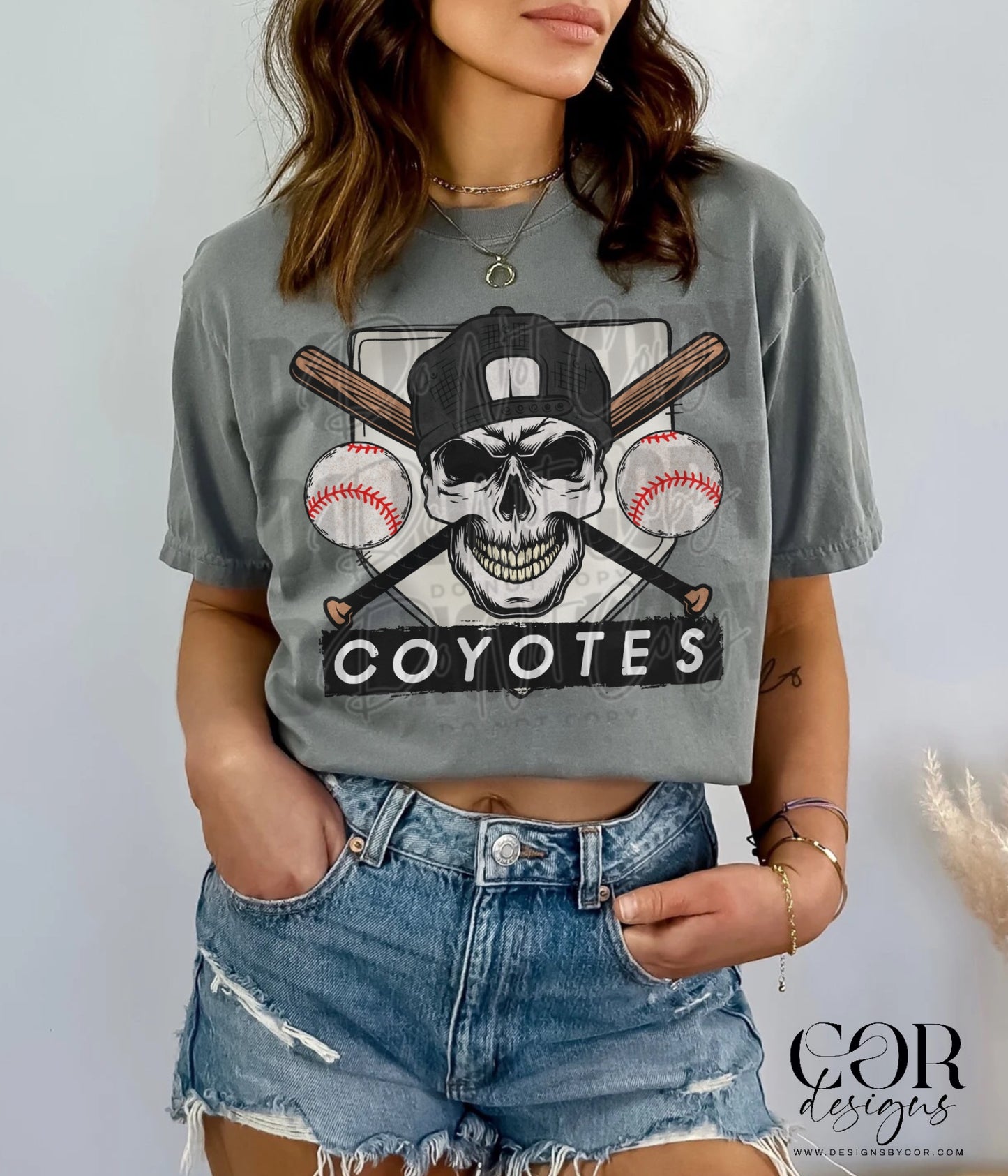 Coyotes Black Baseball With Skull
