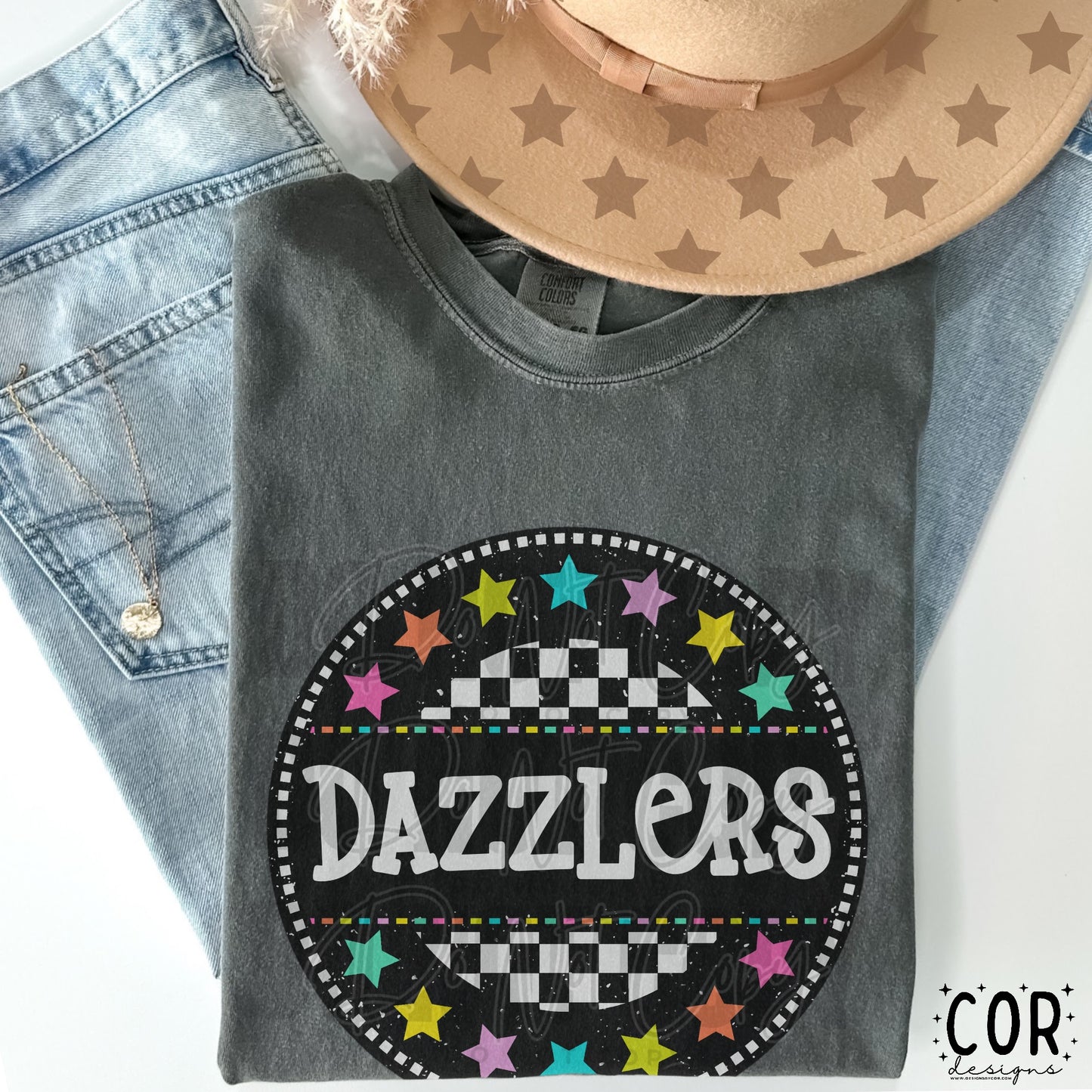 Dazzlers Colored Stars Checkered Circle
