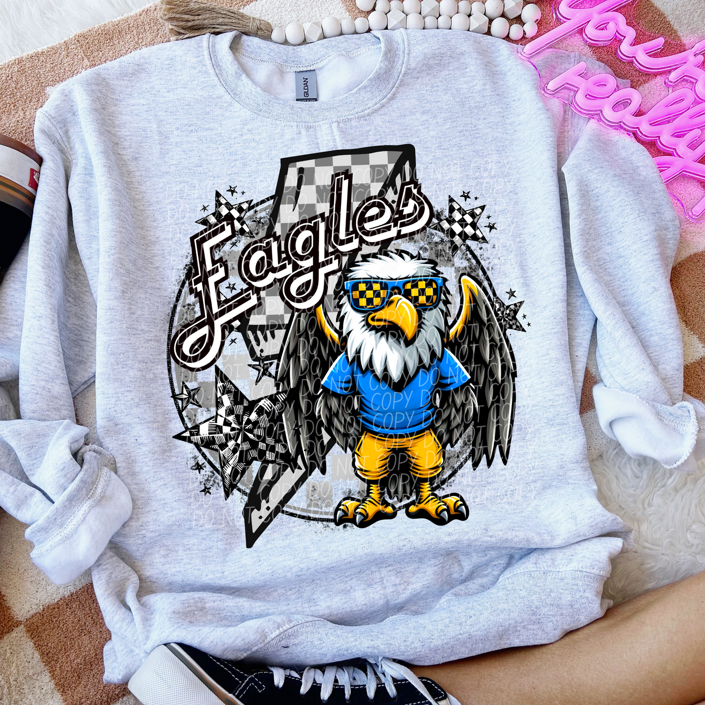 Eagles Checkered Lightning Bolt