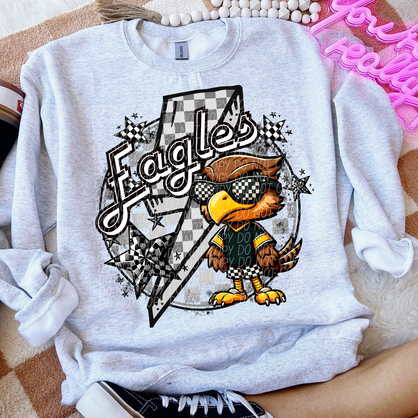 Eagles Checkered Lightning Bolt Black