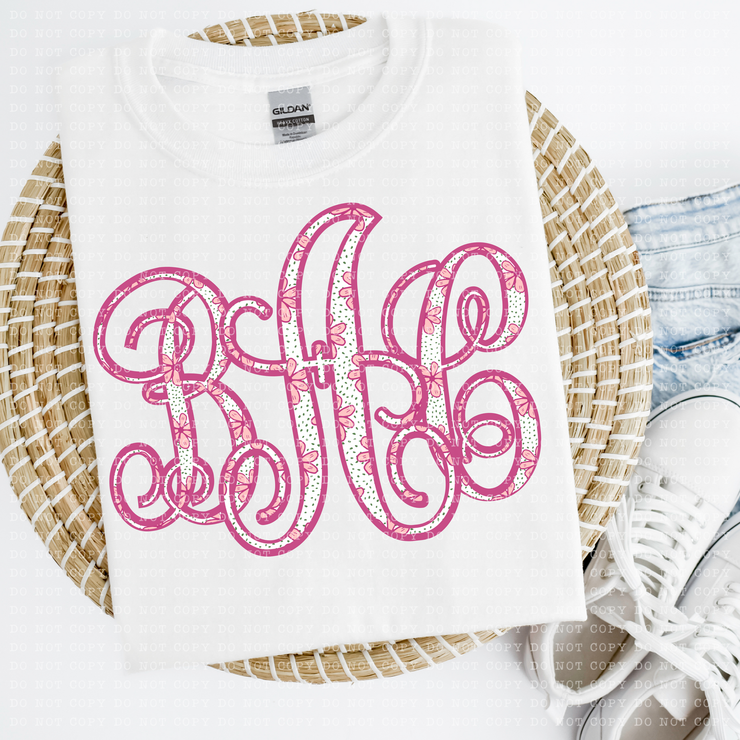 Pink Floral Monogram