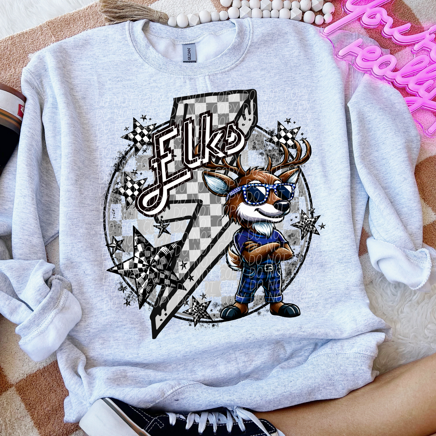 Elks Checkered Lightning Bolt