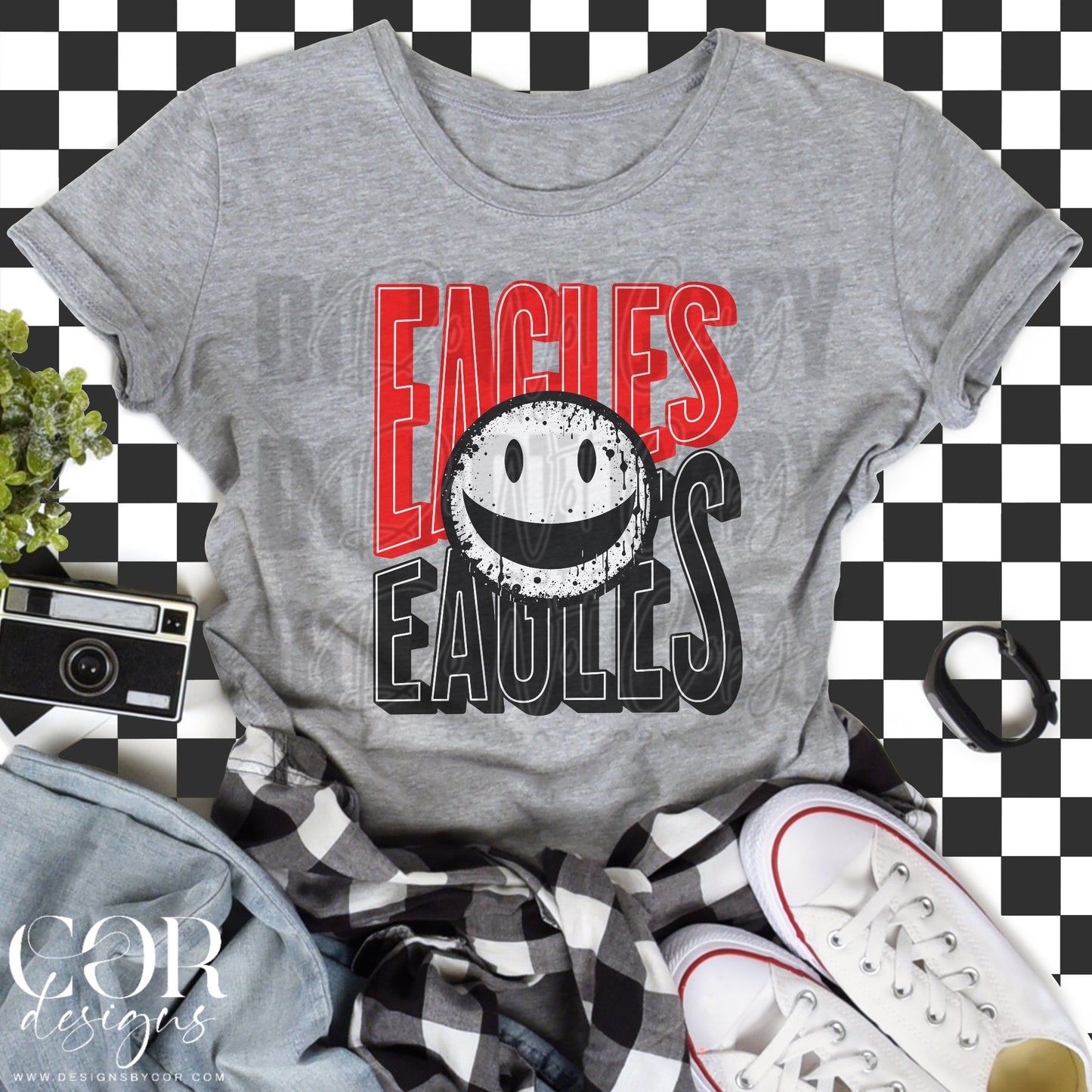 Eagles Red And Black Smiley Face