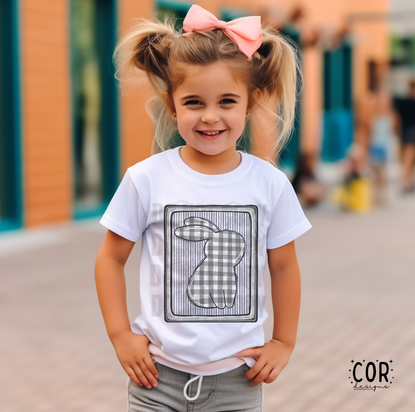 Easter Bunny Grey Plaid